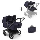 Bugaboo Tweeling Kinderwagen Donkey 6 Compleet Black - Deep Indigo met zijtas