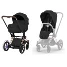 Cybex e-Priam 5 Comfort Rosegold Frame met opvouwbare reiswieg en zitje Sepia Black