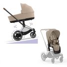 Cybex E-Priam Kinderwagen Compleet Cozy Beige - Chrome Brown Frame
