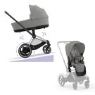 Cybex E-Priam Kinderwagen Compleet Mirage Grey - Chrome Brown Frame