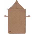 Jollein Voetenzak Check Knit Biscuit met drukknopen voor mutsje, geschikt voor 3/5-puntsgordels