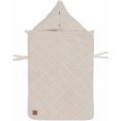 Jollein Voetenzak Check Knit Oatmeal met drukknopen voor mutsje, geschikt voor 3/5-puntsgordels