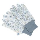 Bovenaanzicht van tuinhandschoenen met bloemenprint