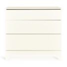 Witte commode met drie lades in zijaanzicht