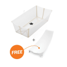 Stokke Flexi Bath X-Large Sandy Beige – inklapbaar babybadje met gratis newborn support
