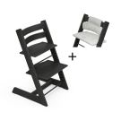 Stokke Tripp Trapp kinderstoel Oak Black tijdelijk met gratis kussen Grey