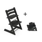 Stokke Tripp Trapp meegroeistoel Oak Black inclusief BabySet in Black, kinderstoel vanaf 6 maanden