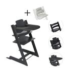 Stokke Tripp Trapp Stoel Bundel met BabySet² en Tray Black inclusief gratis kussen