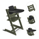 Stokke Tripp Trapp Stoel Marble Green Bundel met BabySet² en Tray - Black