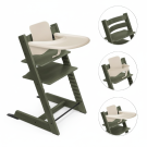 Stokke Tripp Trapp Stoel Marble Green Bundel met BabySet² en Tray - Vanilla White
