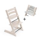 Stokke Tripp Trapp kinderstoel White Wash tijdelijk met gratis kussen Grey
