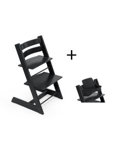 Stokke Tripp Trapp meegroeistoel Black inclusief BabySet in Black, kinderstoel vanaf 6 maanden