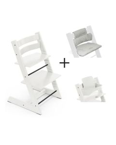 Stokke Tripp Trapp Stoel Bundel met BabySet² - White met gratis kussen