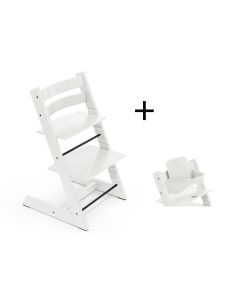 Stokke Tripp Trapp meegroeistoel White inclusief BabySet in White, kinderstoel vanaf 6 maanden