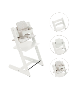 Stokke Tripp Trapp Stoel Bundel met BabySet² White en Kussen Star Silver