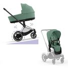 Cybex E-Priam Kinderwagen Compleet Leaf Green - Chrome Black Frame