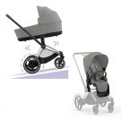 Cybex E-Priam Kinderwagen Compleet Mirage Grey - Chrome Brown Frame