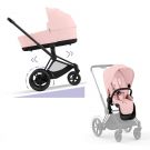 Cybex E-Priam Kinderwagen Compleet Peach Pink - Matt Black Frame