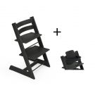 Stokke Tripp Trapp meegroeistoel Oak Black inclusief BabySet in Black, kinderstoel vanaf 6 maanden