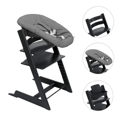 Stokke® Tripp Trapp® Stoel Bundel met BabySet² Black en Newborn Set Anthracite