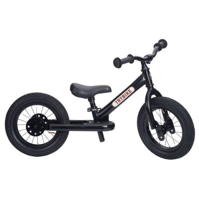 Trybike Steel Loopfiets All Black (mat zwart) zijde met 2 wielen