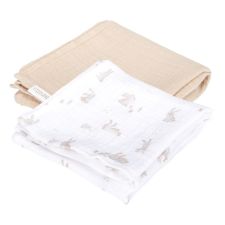 Little Dutch Swaddle doeken set hydrofiel 70 x 70 Baby Bunny / Beige