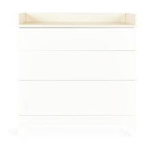 Blanke witte commode met verschoningsblad van voorzijde