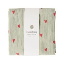Studio Noos Swaddle Hearts Sage Green 120 x 120 cm