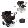 Bugaboo Tweeling Kinderwagen Donkey 6 Compleet Black - Cocoa Brown met zijtas
