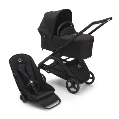 Bugaboo Dragonfly Kinderwagen met zwart frame en zwarte bekleding