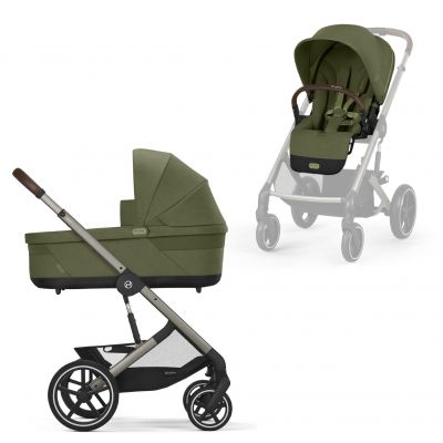 Cybex Balios S Lux Kinderwagen Compleet Moss Green - Taupe Frame met zitje en reiswieg