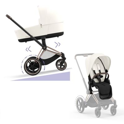 Cybex E-Priam Kinderwagen Compleet Off White - Rosegold Frame