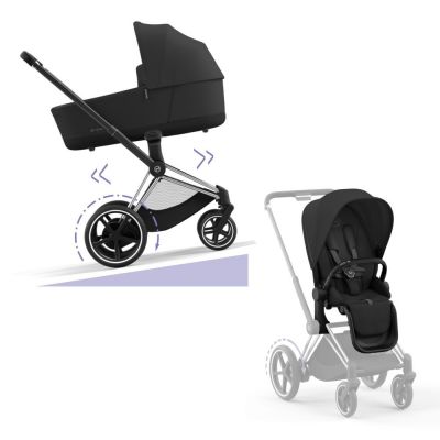 Cybex E-Priam Kinderwagen Compleet Sepia Black - Chrome Black Frame