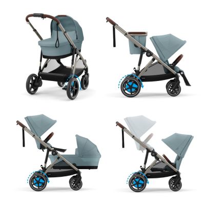 Cybex e-Gazelle S Kinderwagen Compleet Stormy Blue - Taupe Frame