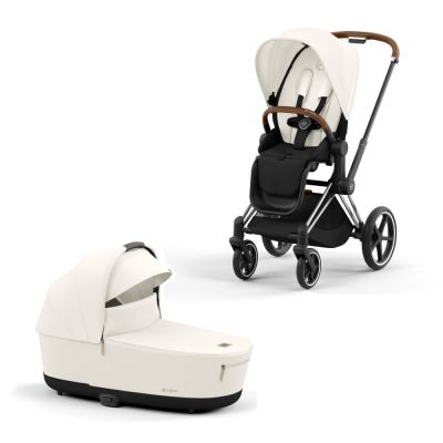 Cybex Priam Kinderwagen Compleet Off White - Chrome Brown Frame