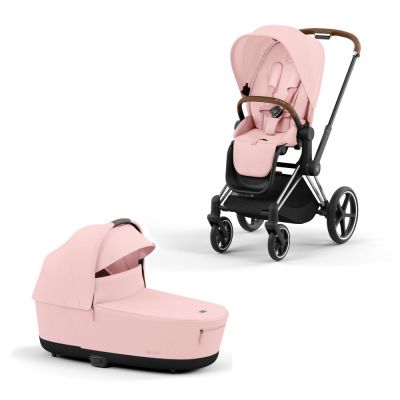 Cybex Priam kinderwagen Peach Pink met Chrome Brown Frame