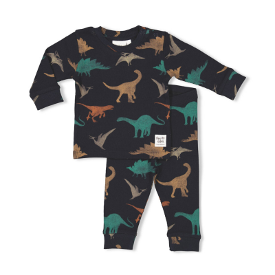 Feetje Pyjama Premium Sleepwear Davy Dino Antraciet
