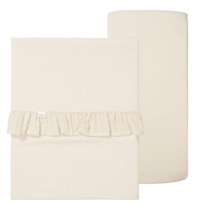 Koeka Ledikantlaken en Hoeslaken Set Faro Ruffle Warm White