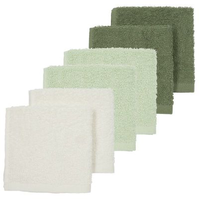 Meyco Monddoekjes Basic Badstof Offwhite/Soft Green/Forest Green 6-pack