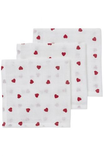 Meyco Monddoekjes Hydrofiel Sweet Heart Red 3-pack