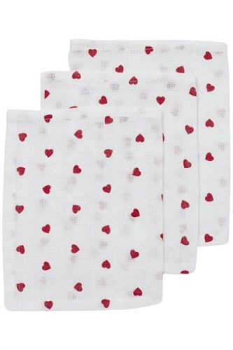 Meyco Washandjes Hydrofiel Sweet Heart Red 3-pack