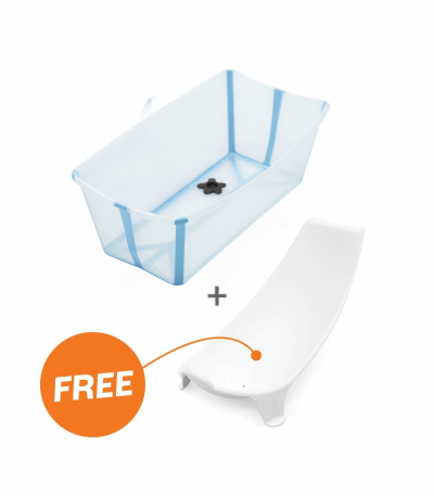 Stokke Flexi Bath™ Ocean Blue – inklapbaar babybadje met gratis newborn support