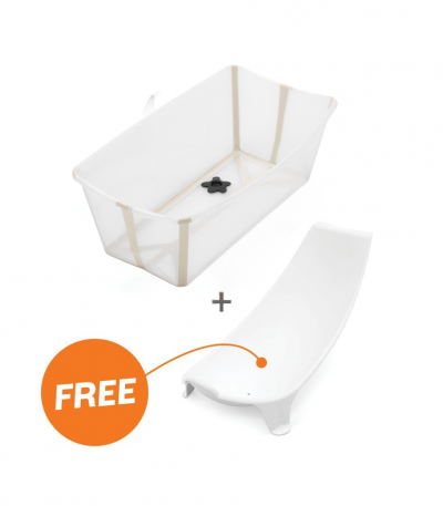 Stokke Flexi Bath™ Sandy Beige – inklapbaar babybadje met gratis newborn support