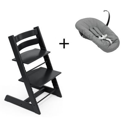 Stokke Tripp Trapp Black, inclusief los afgebeelde Newborn Set Anthracite