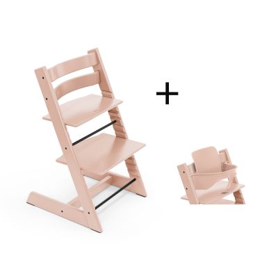 Stokke Tripp Trapp meegroeistoel Serene Pink inclusief BabySet in Serene Pink, kinderstoel vanaf 6 maanden