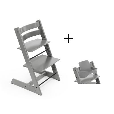 Stokke Tripp Trapp meegroeistoel Storm Grey inclusief BabySet in Storm Grey, kinderstoel vanaf 6 maanden