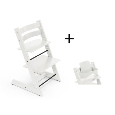 Stokke Tripp Trapp meegroeistoel White inclusief BabySet in White, kinderstoel vanaf 6 maanden