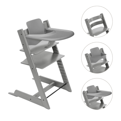 Stokke® Tripp Trapp® Stoel Bundel met BabySet² en Tray - Storm Grey