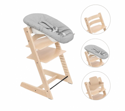 Stokke® Tripp Trapp® Stoel Bundel met BabySet² Natural en Newborn Set Grey