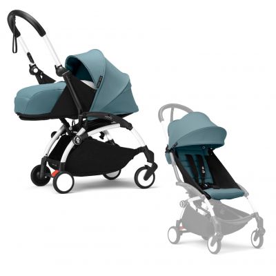 Stokke YOYO³ Kinderwagen Compleet met 0+ Newborn Pack Aqua – White Frame